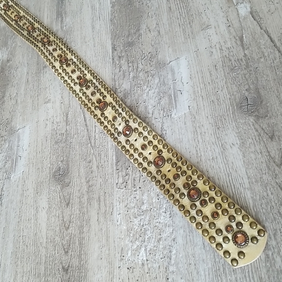 Leatherock Crystal Embellished Leather Belt Sz S32 - Picture 5 of 7